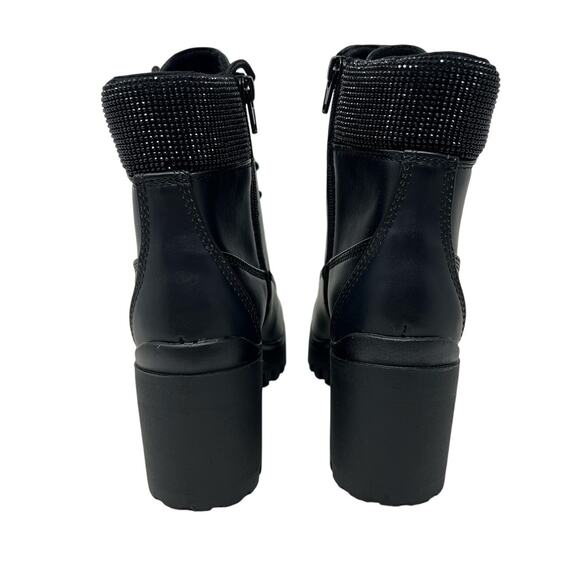 Wild Pair Black Faux Leather Lace Up Combat Boots 8.5 Grunge Punk Emo - Picture 5 of 9